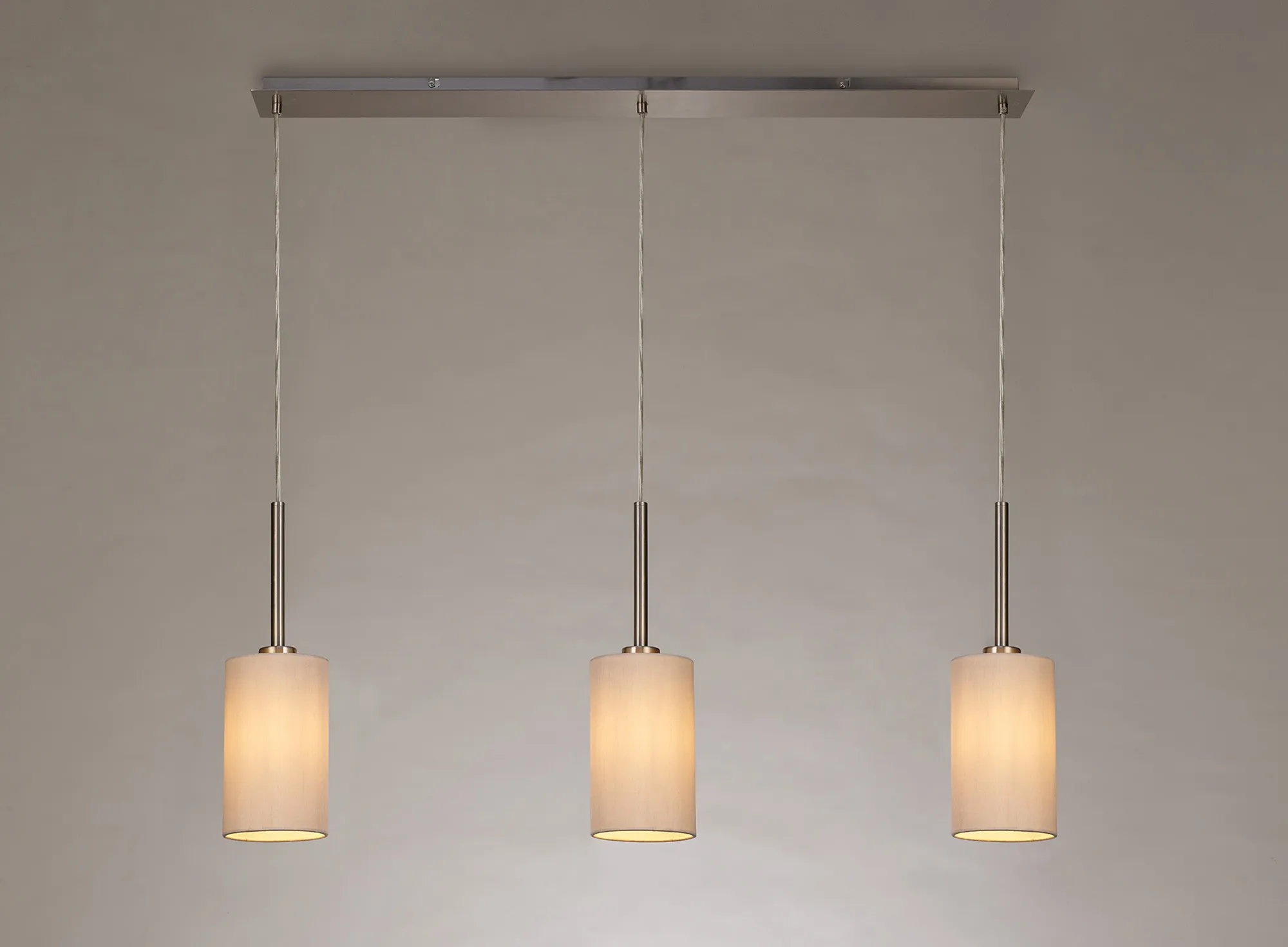 Baymont 12cm Shade 3 Light Pendant Satin Nickel; Nude Beige/Moonlight DK0777  Deco Baymont SN NU